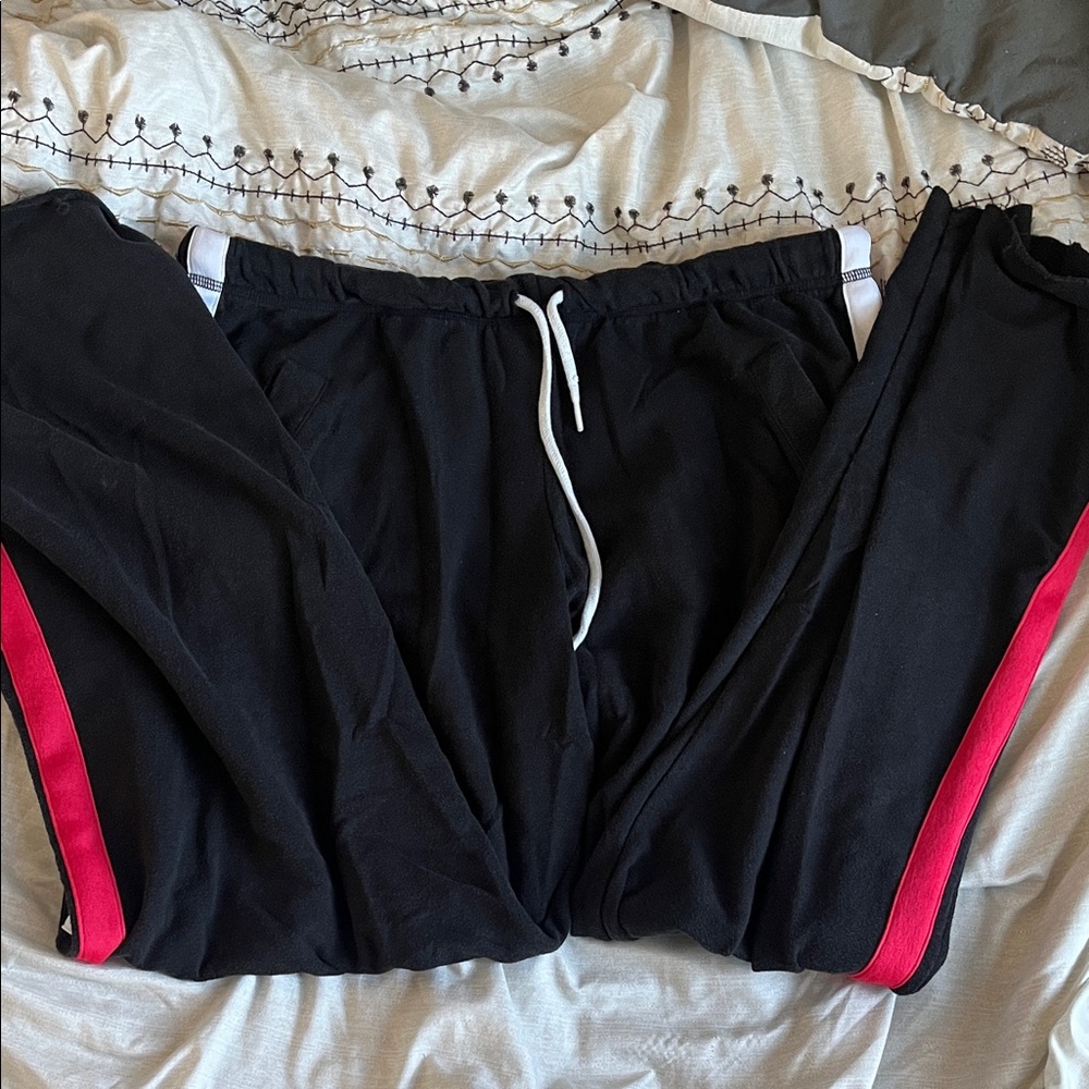 PINK Victoria's Secret Black Lounge Pants with Pink Stripe